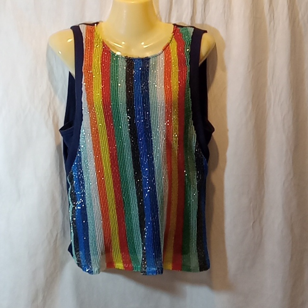 Eva Frano Womens Small Top Coconinno Rainbow Sequ… - image 1